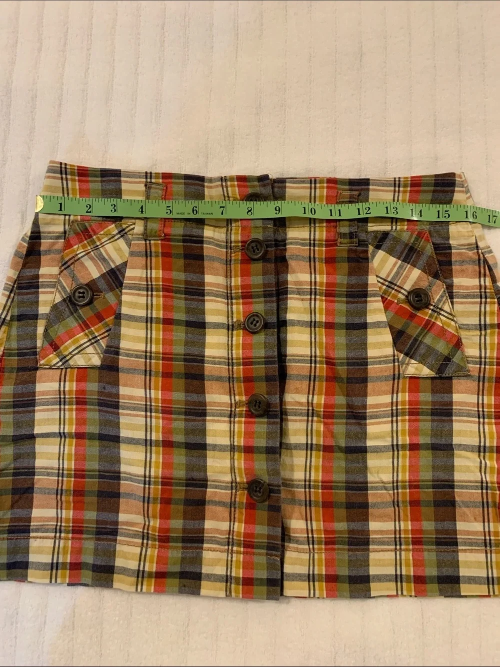 J. Crew 2000’s Madras Multicolor Plaid Button-Front Mini Skirt Preppy Y2K Size 6